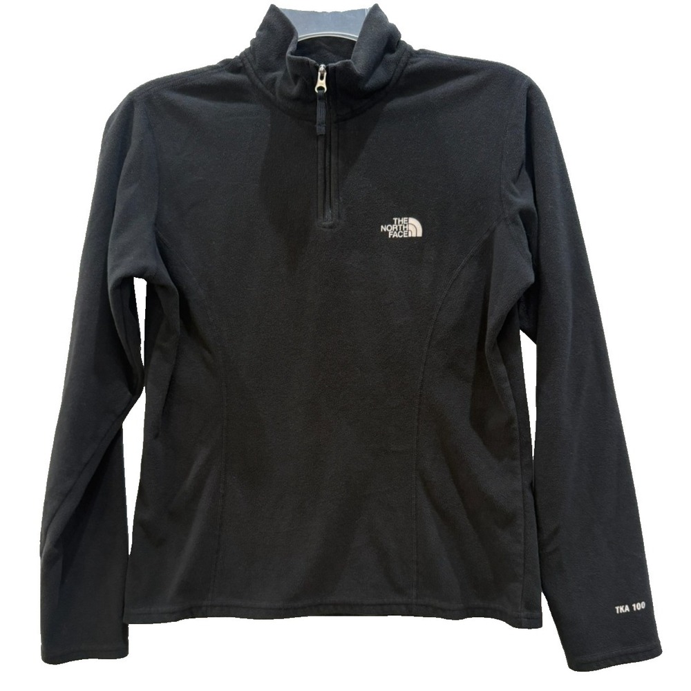 Women's The North Face TKA 100 Black Fleece 1/4 Zip Pullover Size Small